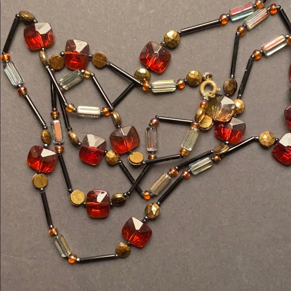 Antique French Beaded Costume Necklace - Picture 2 of 4